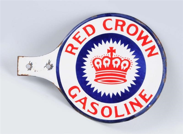 RED CROWN GASOLINE WITH CROWN LOGO SIGN.          