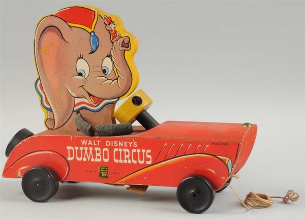FISHER PRICE PAPER ON WOOD DUMBO CIRCUS RACER.    