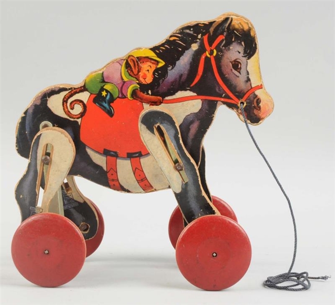 FISHER PRICE PAPER ON WOOD RACING PONY TOY.       