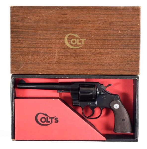 (M) BOXED COLT OFFICIAL POLICE D.A. REVOLVER      