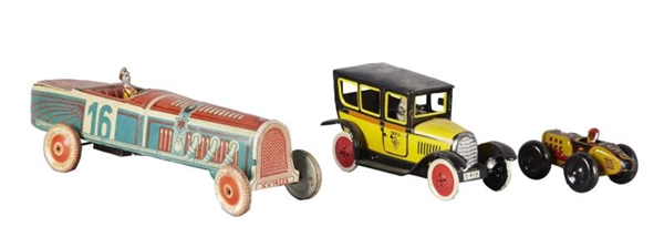 LOT OF 3: TIN LITHO TOY CARS                      