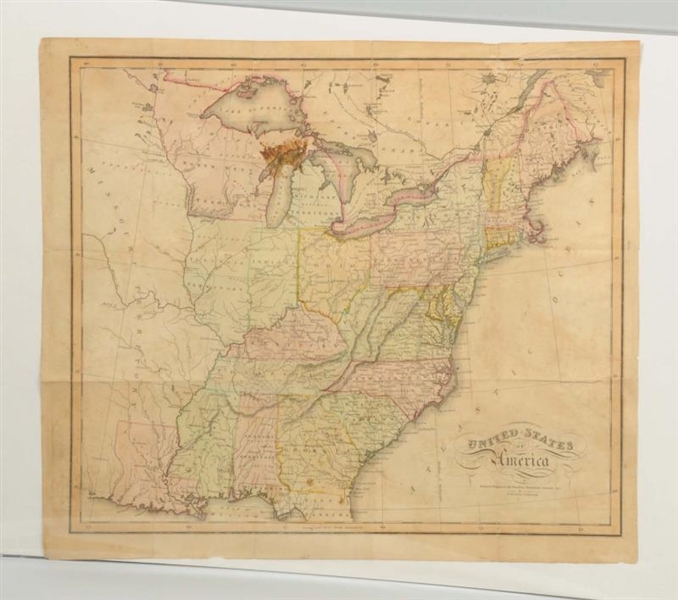 PERIOD COLOR 18TH-19TH CENTURY MAP OF U.S.        