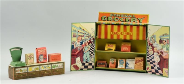 EARLY TIN LITHO WOLVERINE GENERAL GROCERY STORE.  