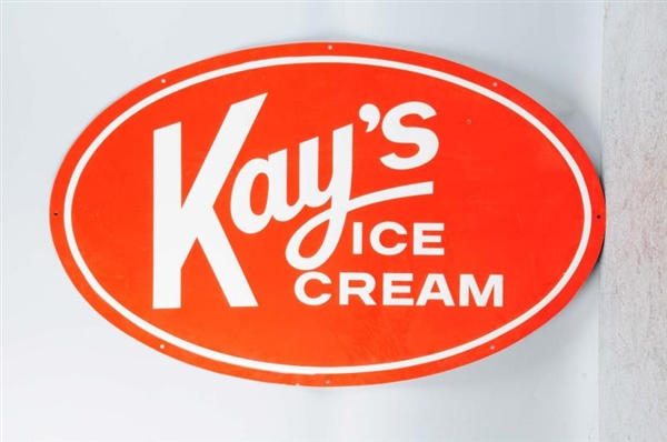 KAYS ICE CREAM EMBOSSED OVAL ADVERTISING SIGN.   