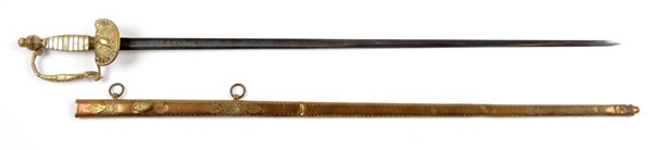 U.S. CIRCA 1840 STRAIGHT BLADE MILITIA SWORD.     