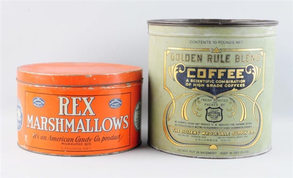 LOT OF 2: MARSHMALLOW AND COFFEE ADVERTISING TINS.