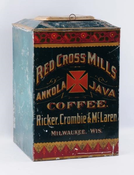 RED CROSS MILLS OVERSIZED COFFEE CANISTER.        