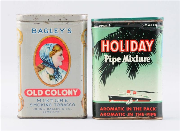 LOT OF 2: OLD COLONY & HOLIDAY TOBACCO TINS.      