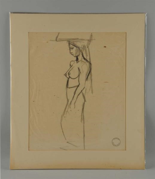 GRAPHITE "STUDY OF A WOMAN (NUDE)"  BY M. STERNE. 