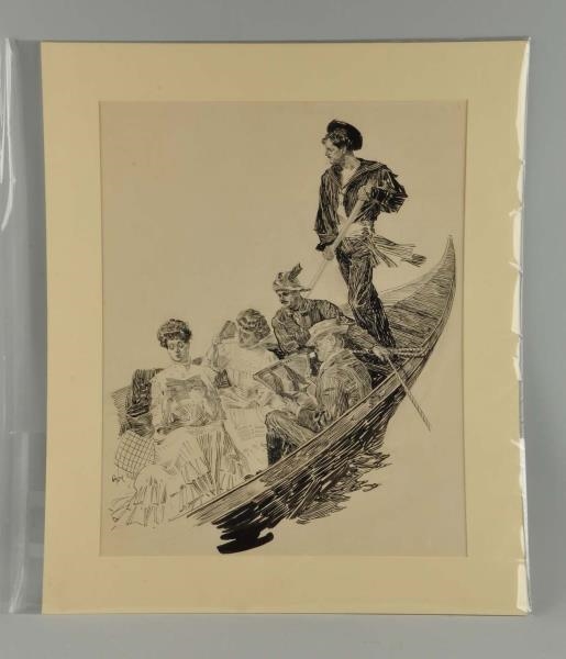 ILLUSTRATION "TRAVELERS IN A GONDOLA" BY LOWELL.  