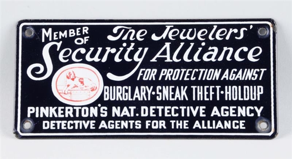 JEWELERS SECURITY ALLIANCE PORCELAIN SIGN.        
