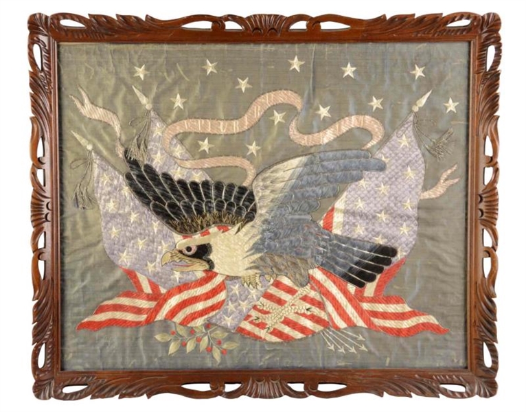 FRAMED AMERICAN PATRIOT EMBROIDERY                