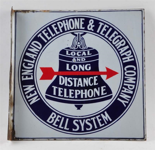 NEW ENGLAND TELEPHONE PORCELAIN FLANGE SIGN.      