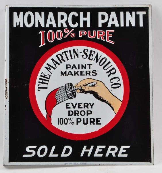 MONARCH PAINT PORCELAIN FLANGE ADVERTISING SIGN.  