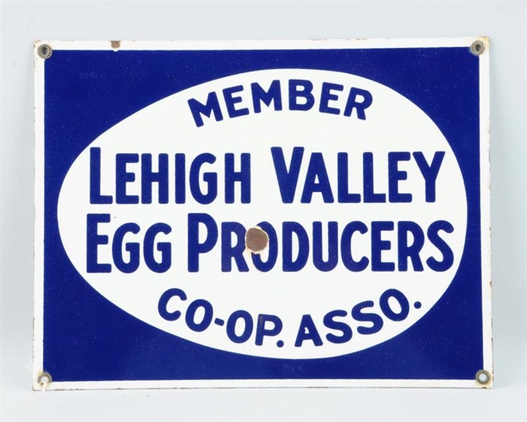 LEHIGH VALLEY EGG PRODUCERS CO-OP PORCELAIN SIGN. 