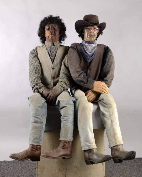 LOT OF 2: LIFE SIZE SEATED WESTERN STATUES        