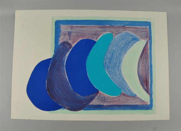 LITHOGRAPH "BLUE SUSPENDED FORM" BY T. FROST.     