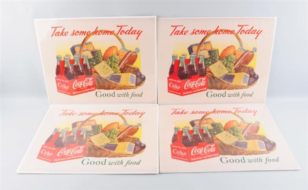 LOT OF 4: COCA-COLA PAPER ADVERTISING SIGNS.      