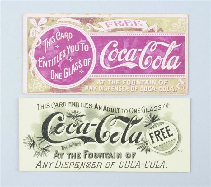 LOT OF 2: EARLY COCA COLA COUPONS.                