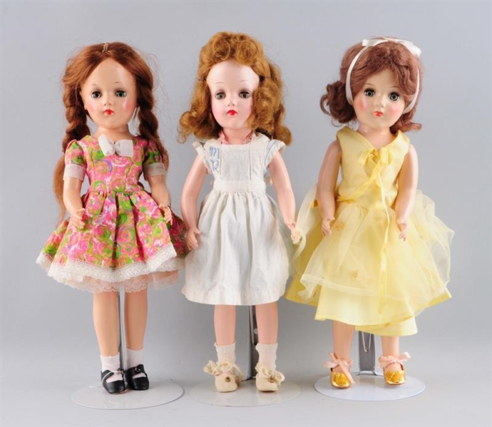 LOT OF 3: 1950S H.P. MARY HOYER DOLLS.           