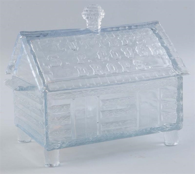 LUTTEDS COUGH DROP GLASS CONTAINER WITH LID.     