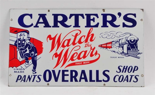 CARTERS OVERALLS PORCELAIN ADVERTISING SIGN.     