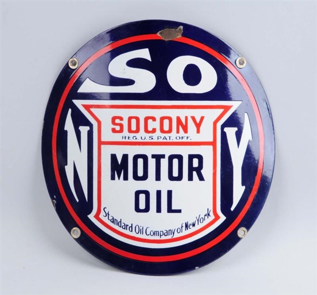 SOCONY MOTOR OIL WITH LOGO SIGN.                  