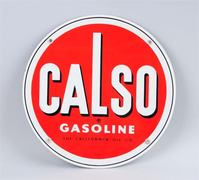 CALSO GASOLINE SINGLE SIDED PORCELAIN SIGN.       