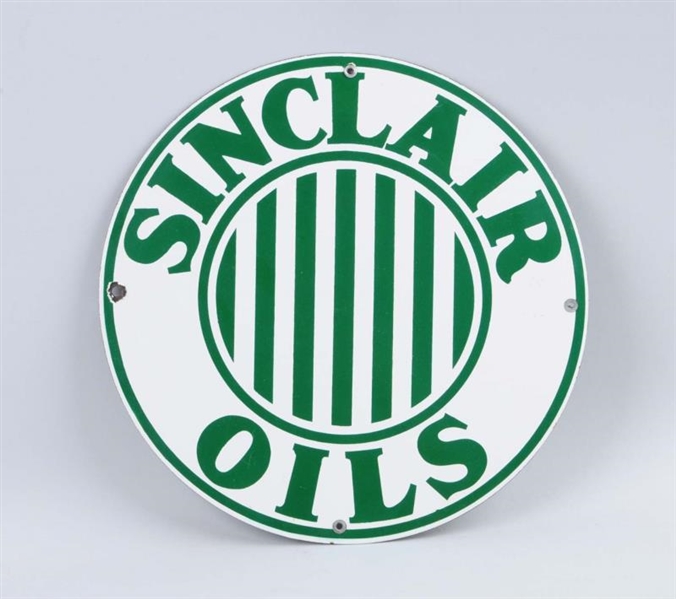 SINCLAIR OILS WITH STRIPES LOGO SIGN.             