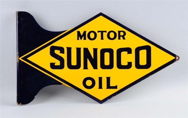 SUNOCO MOTOR OIL PORCELAIN FLANGE SIGN.           
