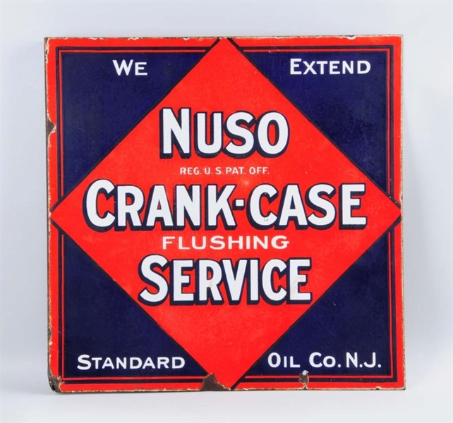 WE EXTEND NUSO CRANK-CASE FLUSHING SERVICE SIGN.  