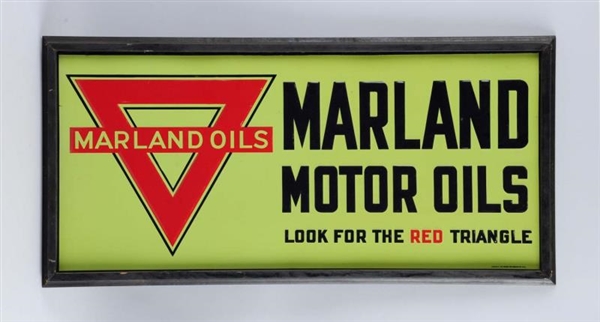 MARLAND MOTOR OILS EMBOSSED TIN SIGN.             