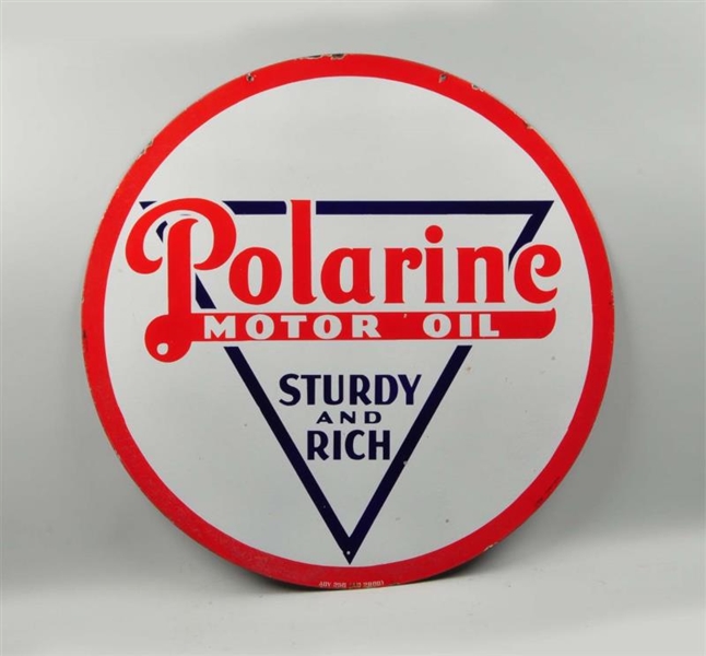 POLARINE MOTOR OIL "STURDY AND RICH" SIGN.        