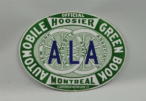 OFFICIAL HOOSIER AUTOMOBILE GREEN BOOK SIGN.      
