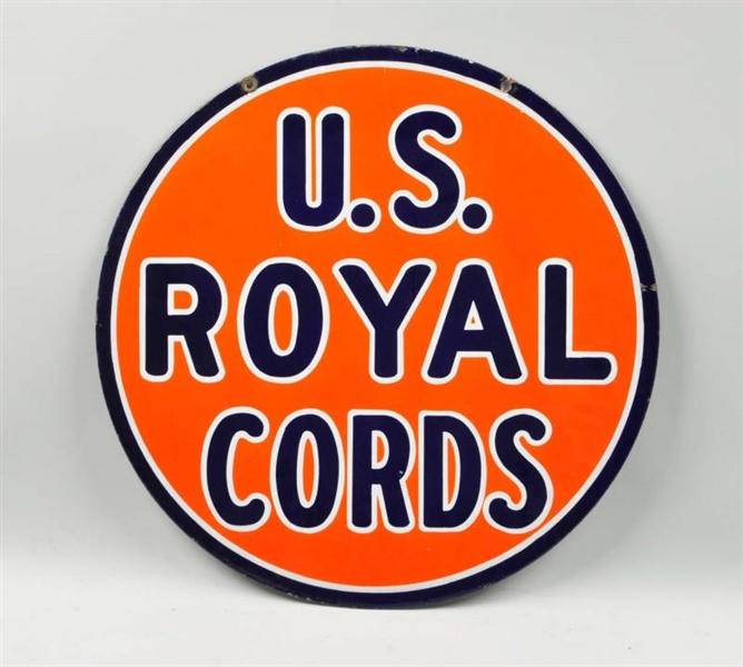 U.S. ROYAL CORDS DOUBLE SIDED PORCELAIN SIGN.     
