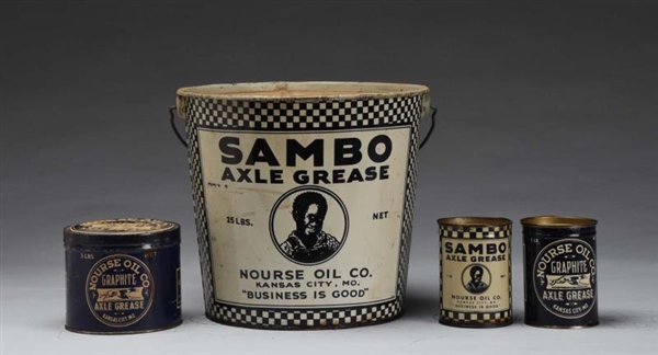 LOT OF 4:  NOURSE - SAMBO & GRAPHITE GREASE CANS. 