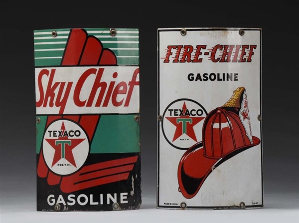 LOT OF 2: TEXACO SIGNS-SKY CHIEF & FIRE CHIEF.    