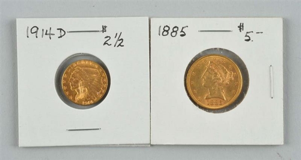 LOT OF 2: U.S. GOLD COINS.                        