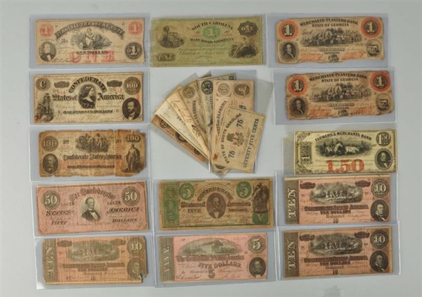 LOT OF 20: CONFEDERATE CURRENCY NOTES.            