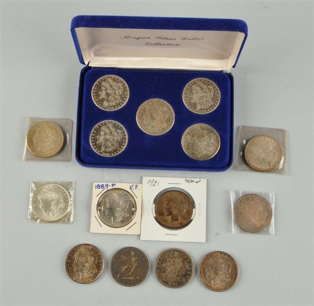 LOT OF 13:  SILVER DOLLARS.                       