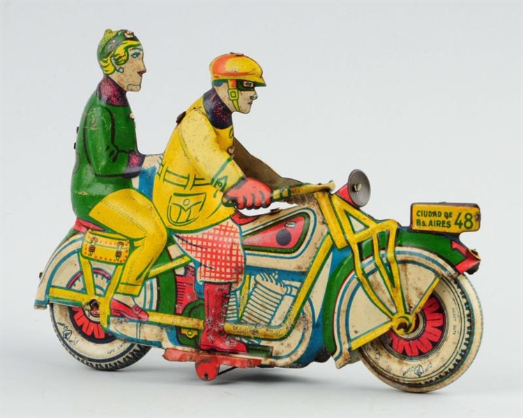 VERY SCARCE TIN LITHO ARGENTINE MOTORCYCLE TOY.   