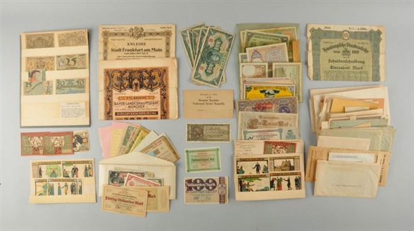LARGE LOT OF  ASSORTED PAPER MONEY&BANK DOCUMENTS.