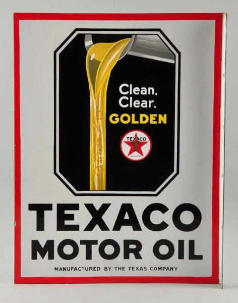 TEXACO MOTOR OIL "CLEAN, CLEAR, GOLDEN" SIGN.     