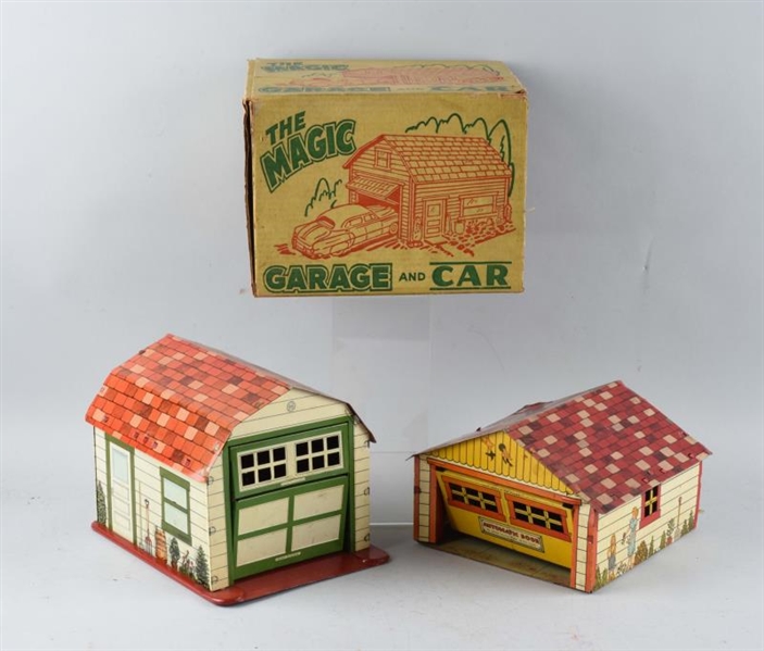 LOT OF 2: MARX TIN LITHOGRAPH GARAGES.            