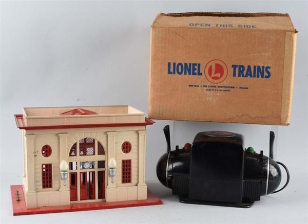 LOT OF 2: LIONEL CITY STATION AND TRANSFORMER.    