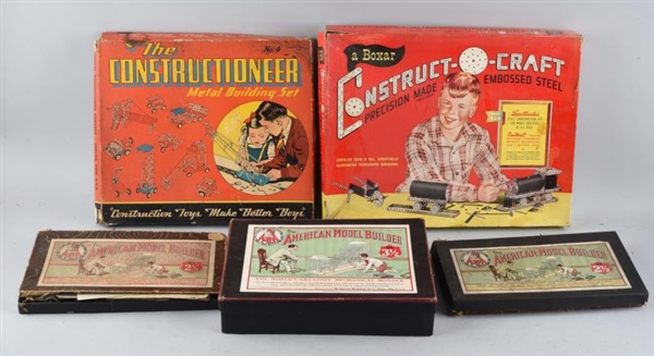 LOT OF 5: CONSTRUCTION SETS IN BOXES.             