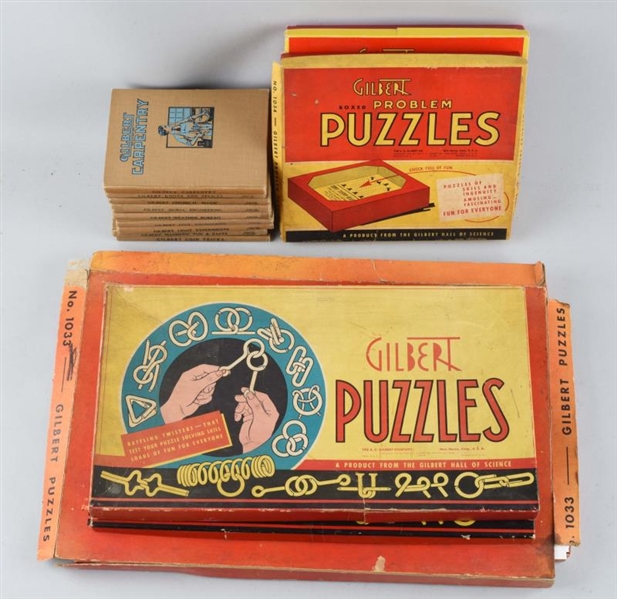 LOT OF 14: GILBERT PUZZLES & BOOKS.               
