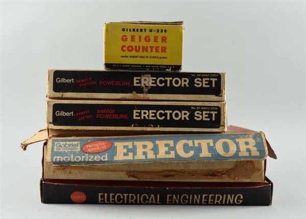 LOT OF 5: GILBERT ERECTOR AND SCIENCE SETS.       