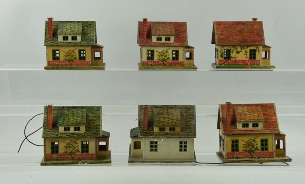 LOT OF 6: LIONEL TIN LITHOGRAPHED BUNGALOWS.      