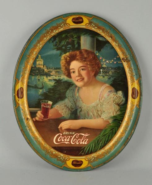 ADVERTISING COCA-COLA TRAY WITH LADY.             